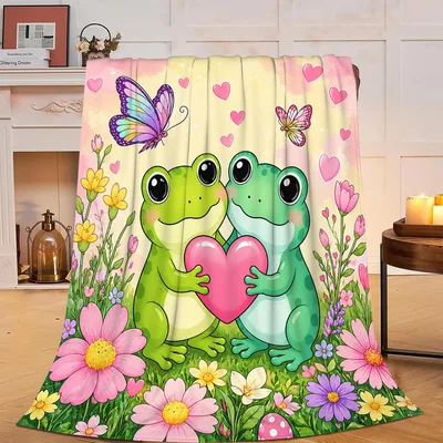 Frogs in Love Blanket: A Sweet Pink Heart Throw