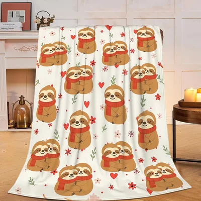 Sloth Hug Blanket: Cuddly Sloths in Red Scarves