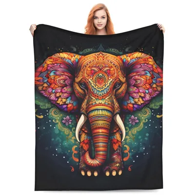 Mandala Elephant Art Blanket for Cozy Days and Gifts