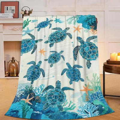 Ocean Turtles Blanket: Sea Turtles Over Coral
