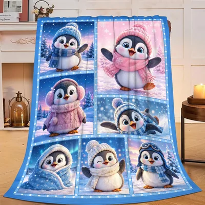 Cute Penguins Winter Blanket for Cozy Days
