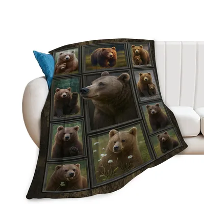 Bear Mom Blanket: A Wildlife Throw With Brown Bears