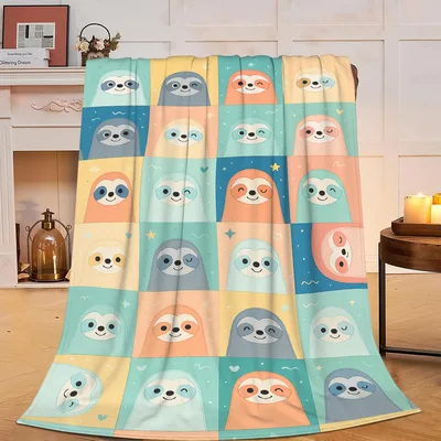 Pastel Sloth Blanket for Sloth Lovers and Cozy Days