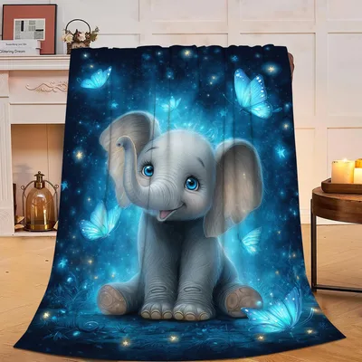 Blue Butterfly Elephant Blanket for Cozy Nights