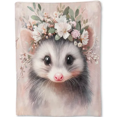 Cute Possum Blanket with a Flower Crown Design