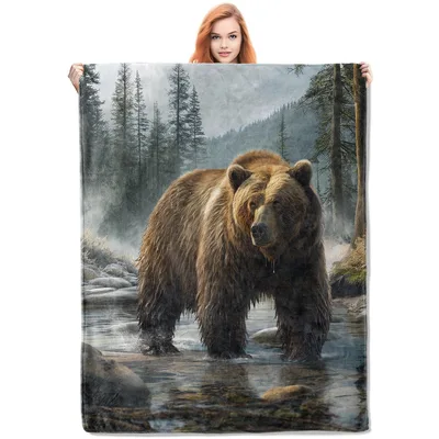 Misty Forest Bear Blanket for Nature Lovers and Wildlife Fans
