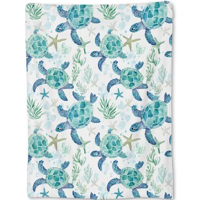 Watercolor Sea Turtles Blanket for Ocean Lovers