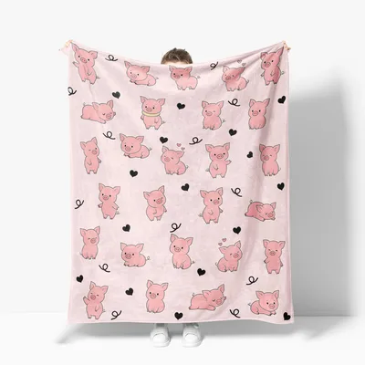 Cute Pigs and Hearts Blanket for Animal Lovers