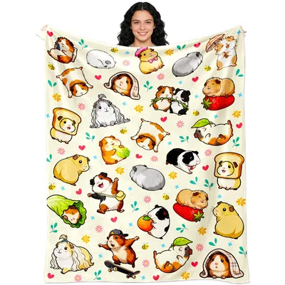Cute Guinea Pigs Pattern Blanket for Cavy Lovers