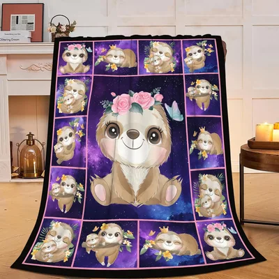 Cute Sloth with Flower Blanket for Sloth Lovers