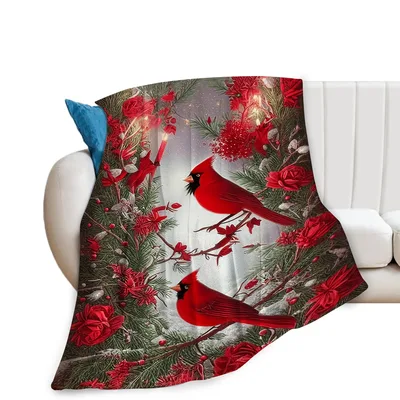 Red Cardinals in Evergreen Blanket for Bird Lovers