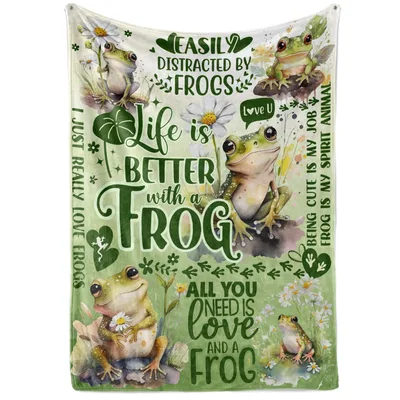 Easily Distracted By Frogs Life Blanket: Frog Lovers Gift