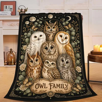 Owl Family Blanket: A Cozy Woodland Throw for Owl Lovers
