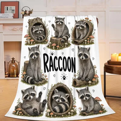 Raccoon Fan Blanket: Masked Friends in Cozy Hollows