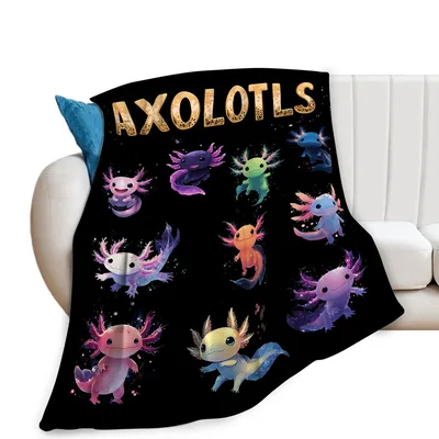 Colorful Axolotls Galaxy Print Blanket for Animal Lovers