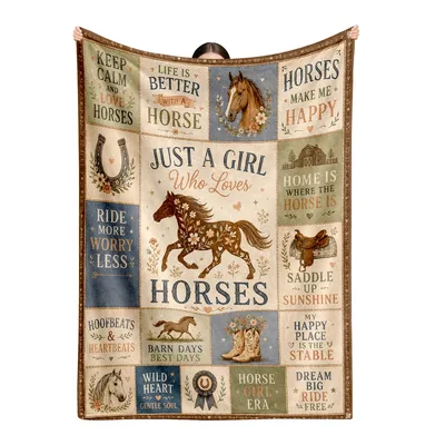 Keep Calm and Love Horses Blanket for Horse Lovers