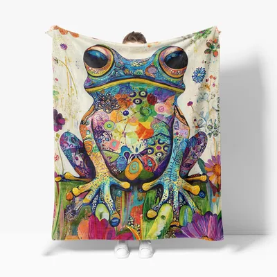 Whimsical Frog Art Blanket for Frog Lovers