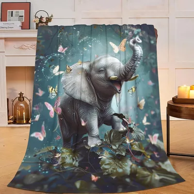 Elephant Butterfly Blanket for Nature Lovers and Dreamers