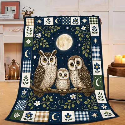 Owl Family Moon Blanket for Cozy Nights In