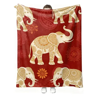 Ornate Mandala Elephants Blanket: Boho Style Throw