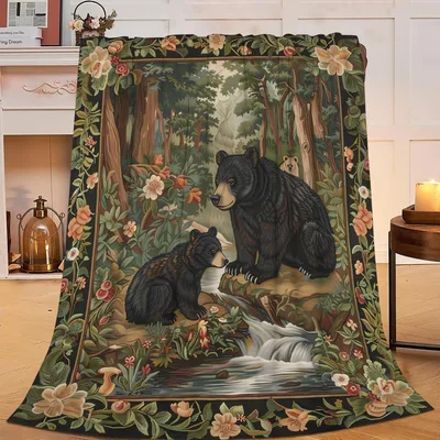 Black Bears Forest Blanket for Animal Lovers