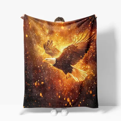 Eagle Flying Blanket: Soaring Bald Eagle Design