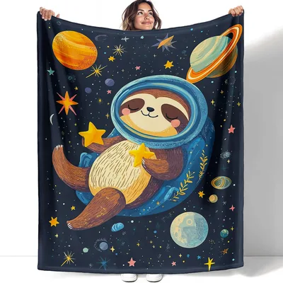 Sloth Astronaut Blanket for Space-Loving Animal Fans