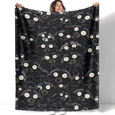 Raccoon Pattern Blanket for Animal Lovers and Night Owls