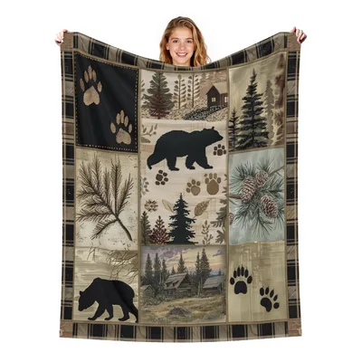 Black Bear Cabin Blanket for Cabin-Loving Homes