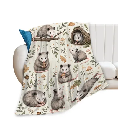 Opossum Woodland Pattern Blanket for Animal Lovers