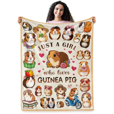 Guinea Pig Lover Girl Blanket: Cute Cavy Throw