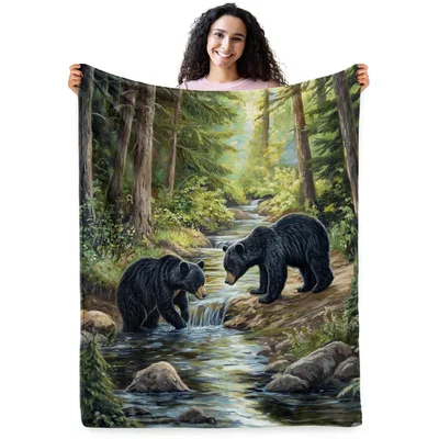 Black Forest Blanket: Black Bear Creek Scene Throw