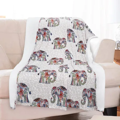 Paisley Elephant Blanket with Boho Floral Pattern