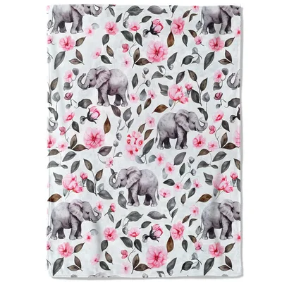 Elephant and Flowers Blanket for Cozy Days and Gifts