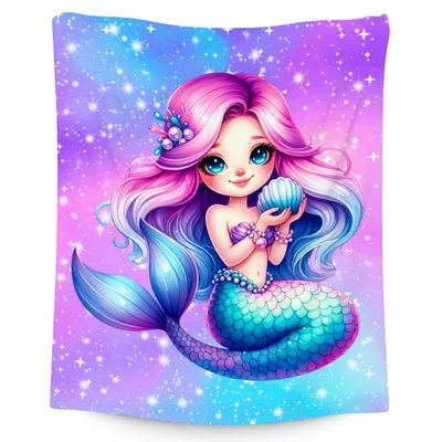 Cute Mermaid with Seashell Blanket for Little Dreamers