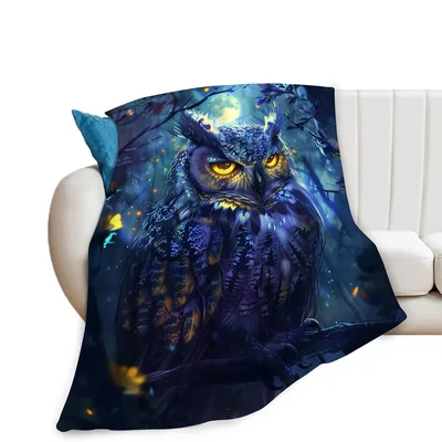 Moonlit Forest Owl Blanket for Cozy Nights