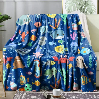Cute Ocean Animals Under Blanket - Sea Life Throw