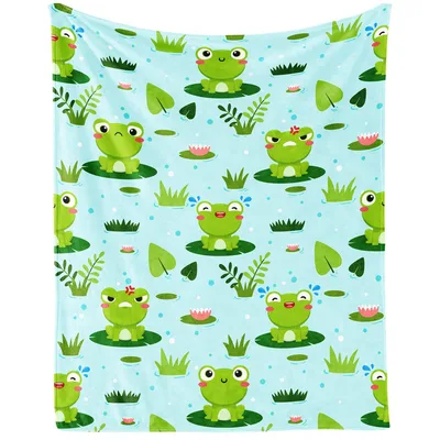 Pond Frog Blanket: Cute Frogs on Lily Pads