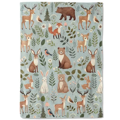 Woodland Animals Pattern Blanket for Nature Lovers and Cozy Corners