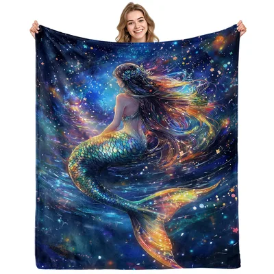 Starry Galaxy Mermaid Blanket for Dreamy Nights