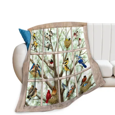 Birds Window Farmhouse Blanket for Bird Lovers