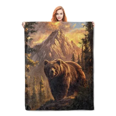 Bear Mountain Sunset Blanket for Forest Lovers