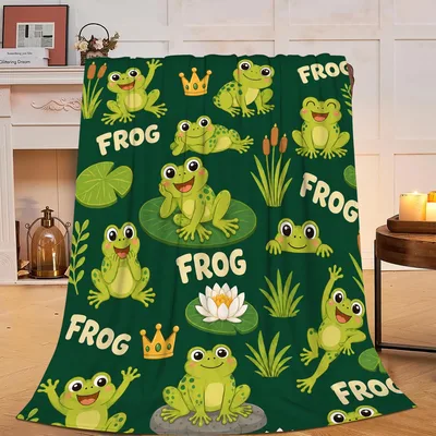 Cute Frogs Lily Pads Blanket for Frog Lovers