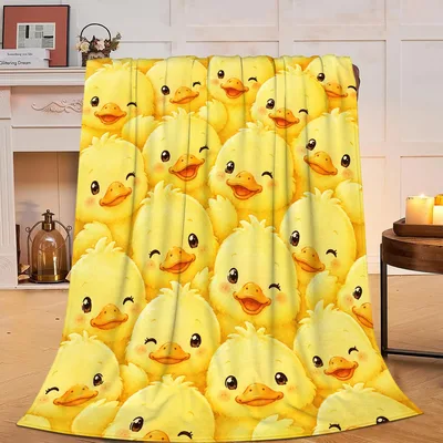 Cute Duckling Blanket with a Crowd of Smiling Ducklings