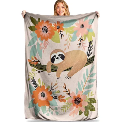 Floral Sloth Blanket for Cozy Lazy Days