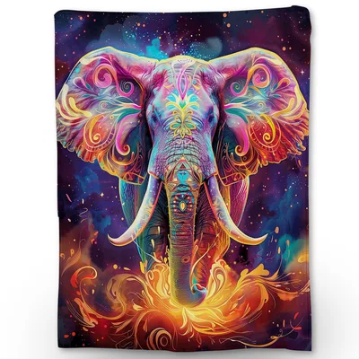 Psychedelic Elephant Blanket for Dreamy Nights and Bright Days