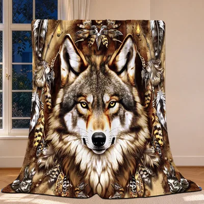 Native American Wolf Blanket for Cozy Nights and Gifts