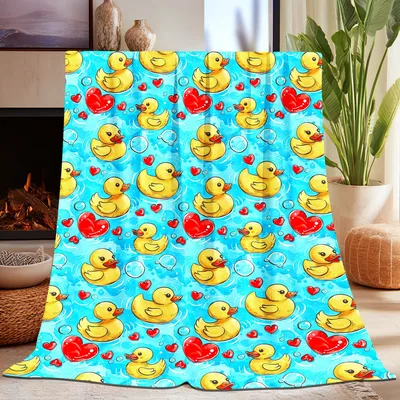 Rubber Ducks and Hearts Blanket for Bath-Time Fans and Cozy Days