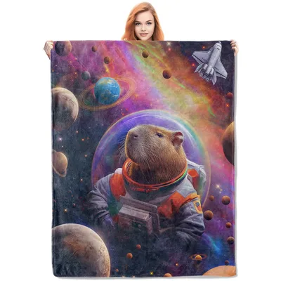Capybara Astronaut Blanket for Space Lovers and Animal Fans