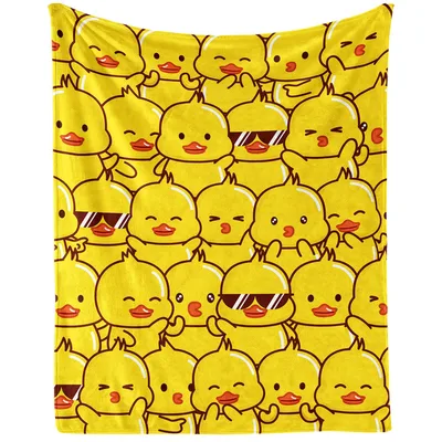 Sunglasses Ducklings Pattern Blanket: Cool Yellow Duck Design
